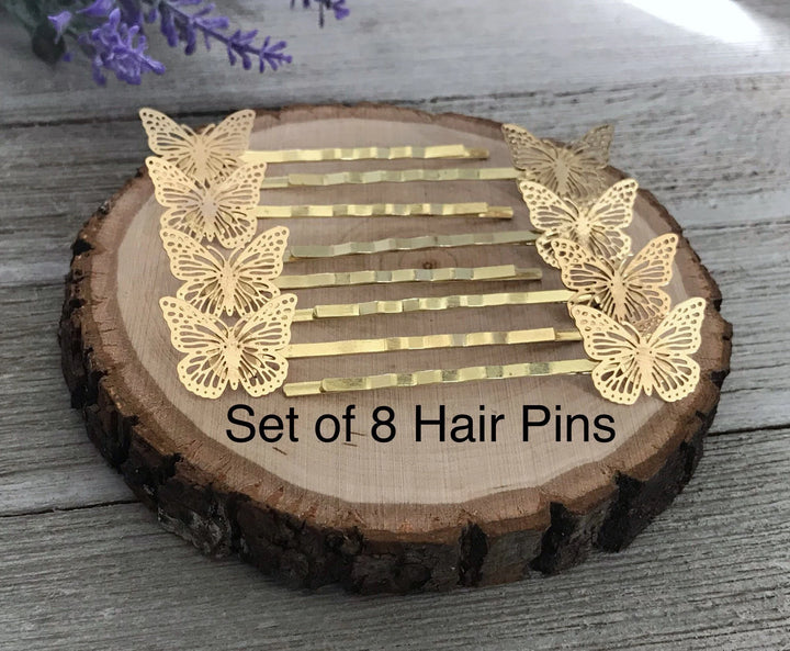 Gold Butterfly Hair Pins 