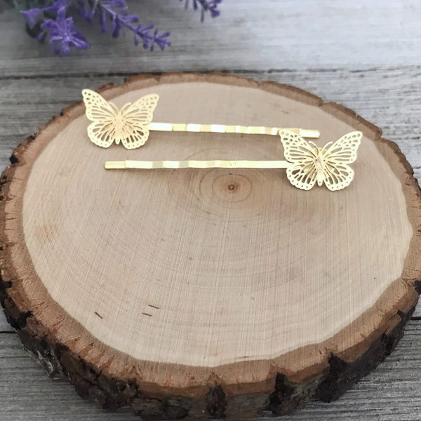Gold Butterfly Hair Pins 
