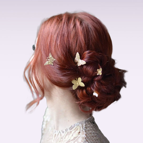 Gold Gilded Butterfly Bobby Pins