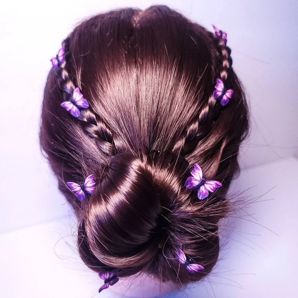 Purple Butterfly Hair Clips