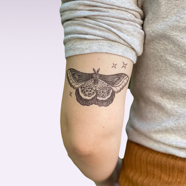 Night Moth Temporary Butterfly Tattoo