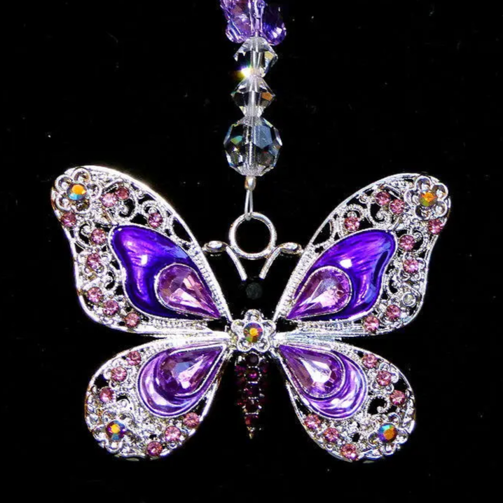 Swarovski Purple Rhinestone Butterfly Suncatcher