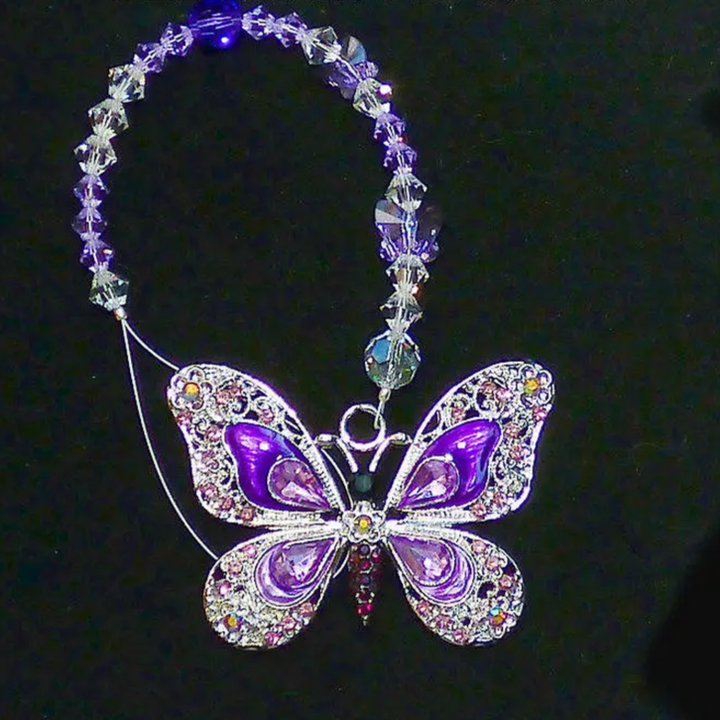 Swarovski Purple Rhinestone Butterfly Suncatcher