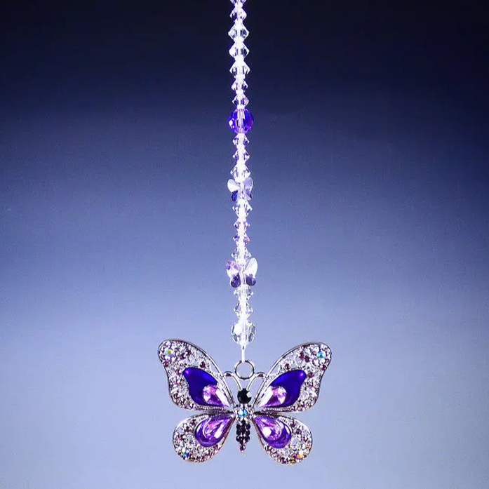 Swarovski Purple Rhinestone Butterfly Suncatcher