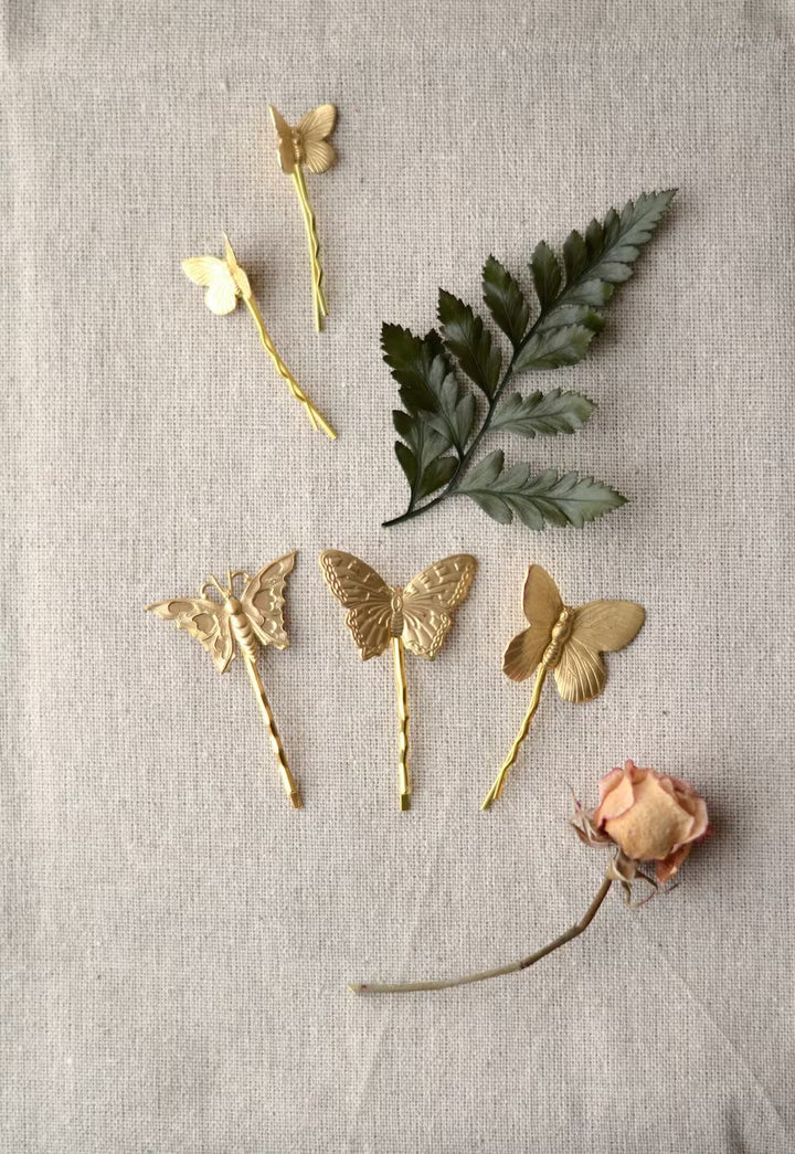 Gold Gilded Butterfly Bobby Pins