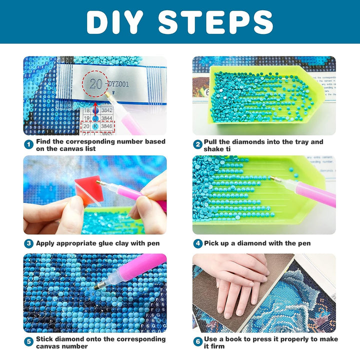 DIY Blue Butterfly and Roses Diamond Painting
