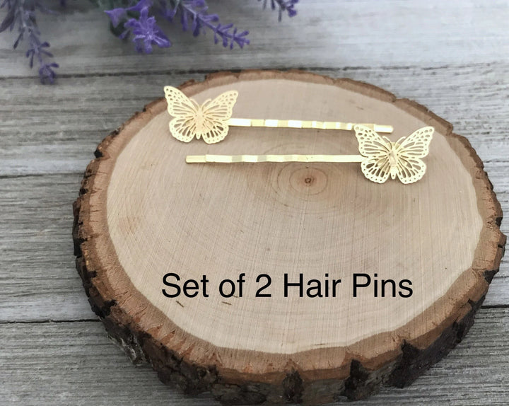 Gold Butterfly Hair Pins 