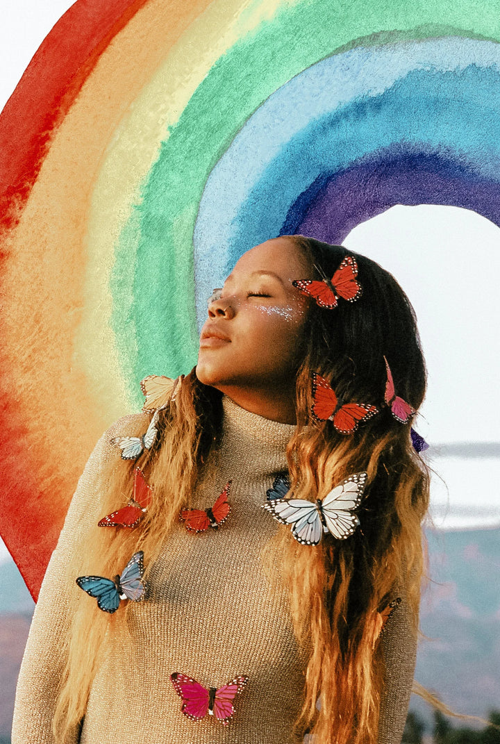 Rainbow Butterfly Hair Clips