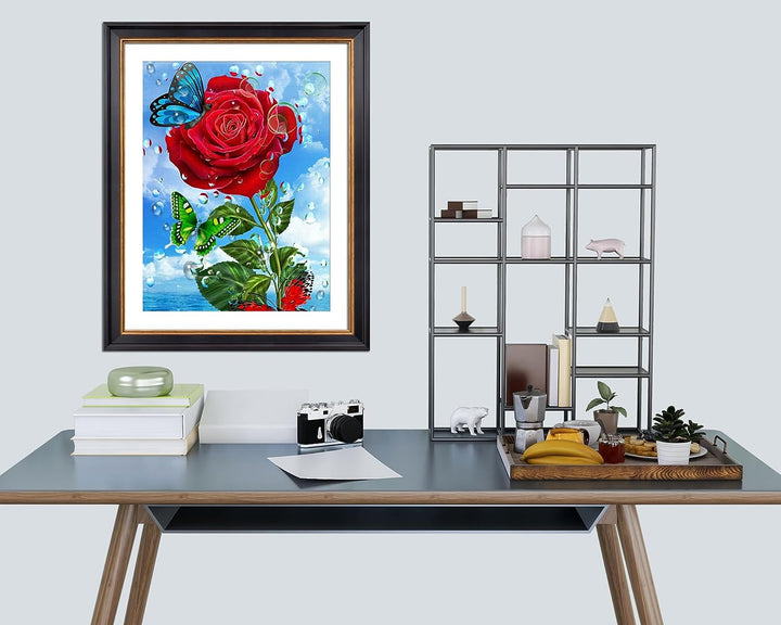 DIY Red Rose with Butterfly Diamond Painting