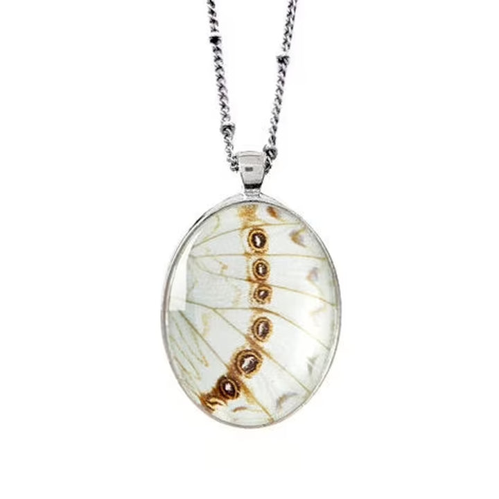Real White Butterfly Wing Necklace