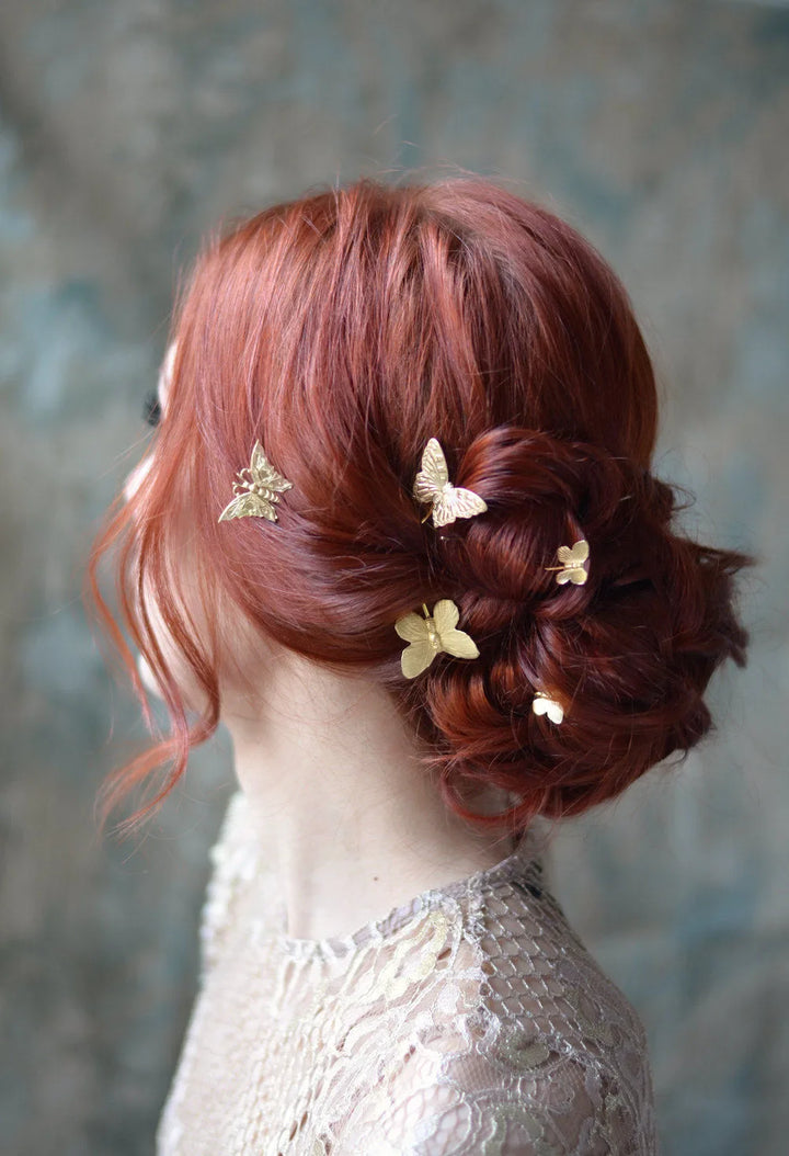 Gold Gilded Butterfly Bobby Pins