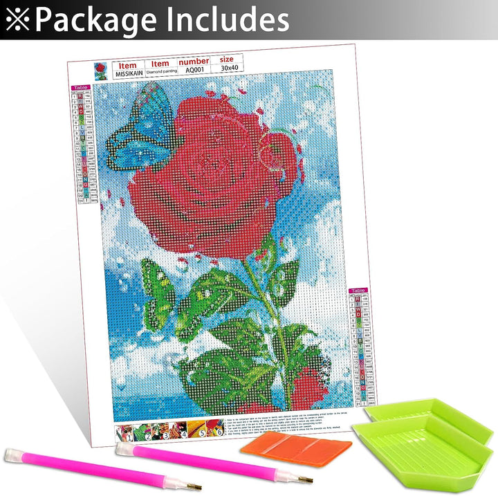 DIY Red Rose with Butterfly Diamond Painting