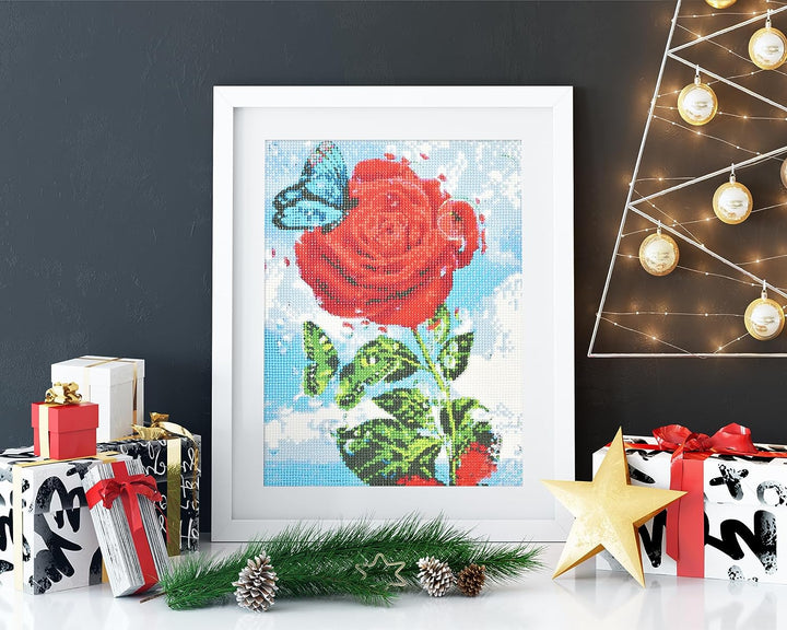 DIY Red Rose with Butterfly Diamond Painting