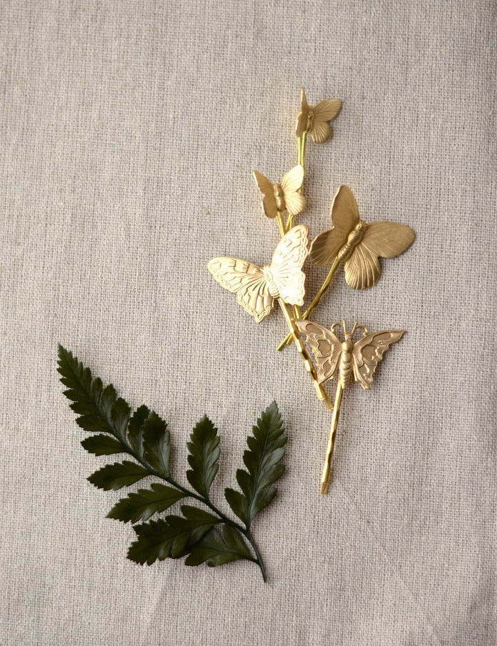 Gold Gilded Butterfly Bobby Pins