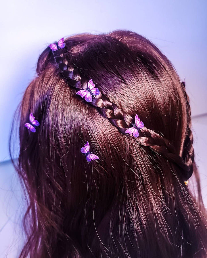 Purple Butterfly Hair Clips