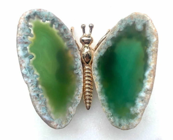 Natural Agate Slice Butterfly Crystal Decor