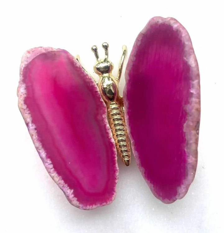Natural Agate Slice Butterfly Crystal Decor