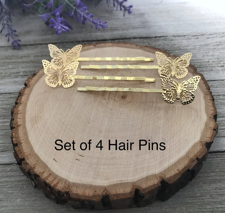 Gold Butterfly Hair Pins 