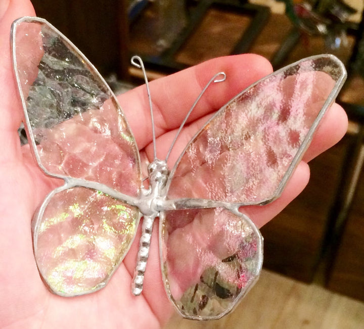 Exquisite 4-inch Stained Glass Butterfly Suncatcher