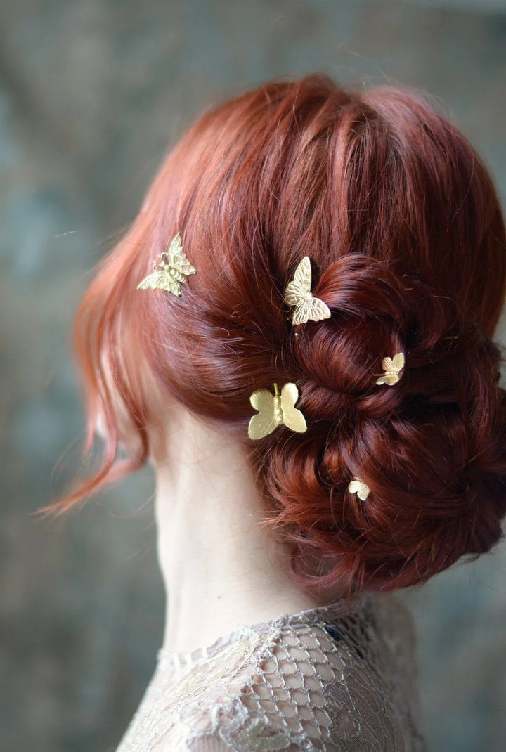 Gold Gilded Butterfly Bobby Pins