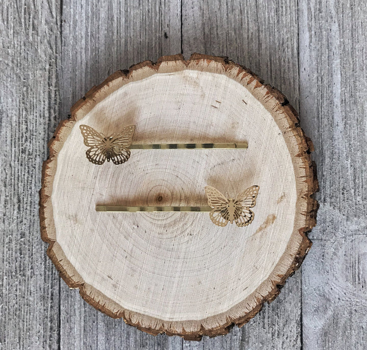 Gold Butterfly Hair Pins 