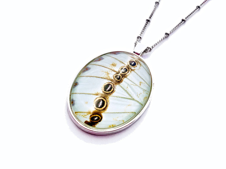 Real White Butterfly Wing Necklace