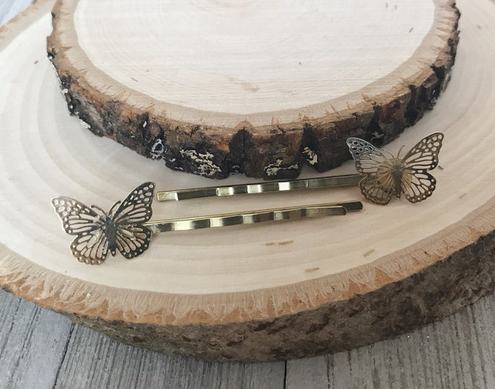 Gold Butterfly Hair Pins 