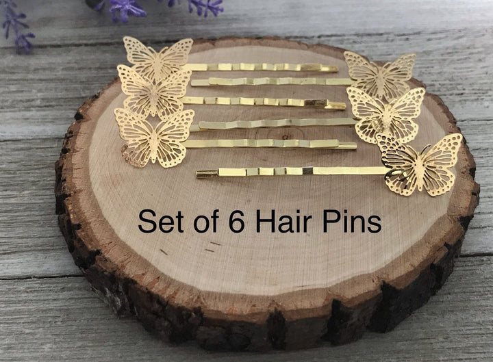Gold Butterfly Hair Pins 