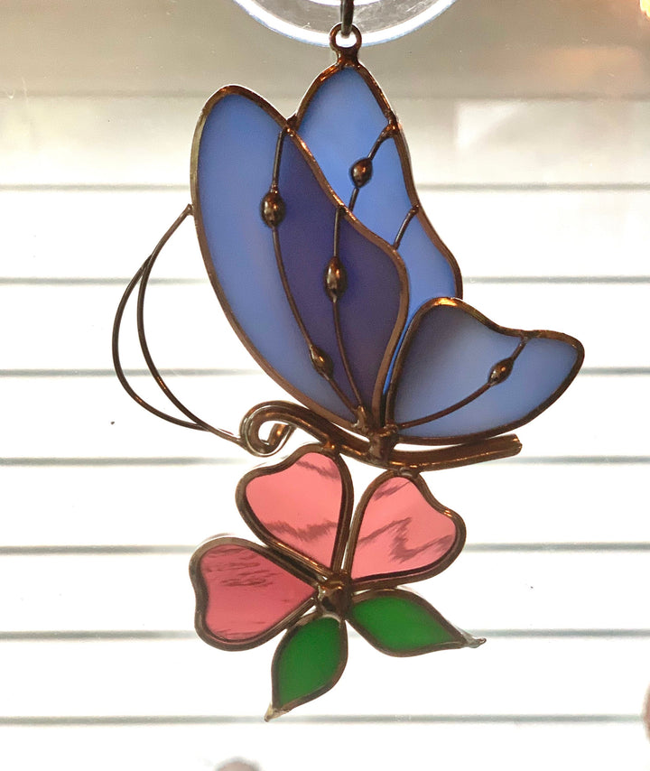 3D Stained Glass Butterfly & Flower Suncatcher