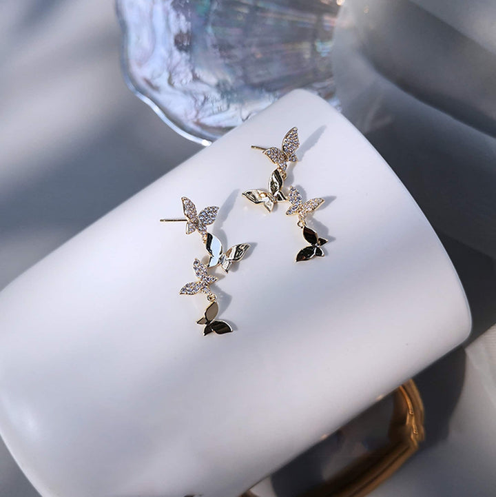 Linear Drop Butterfly Earrings