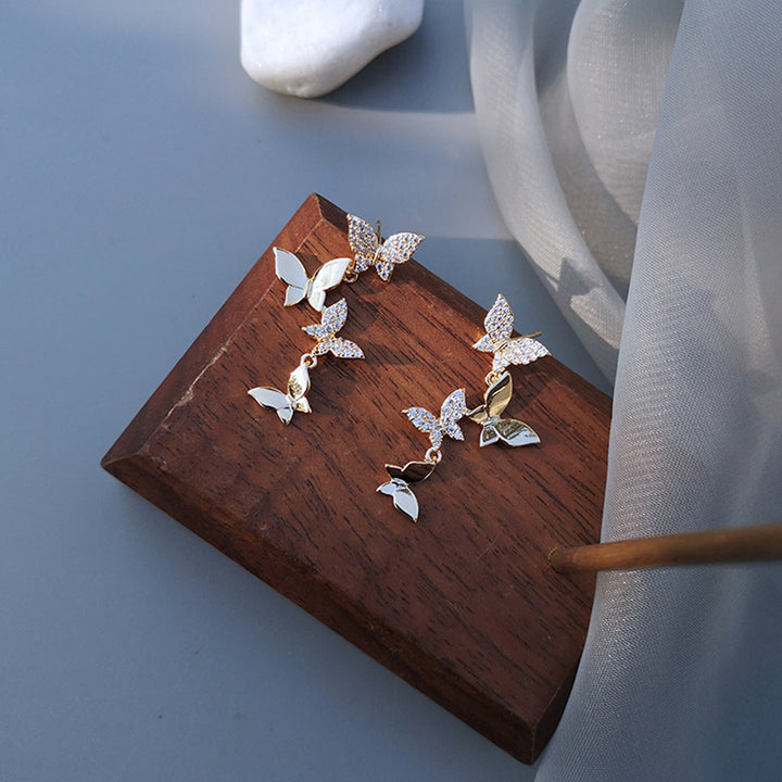 Linear Drop Butterfly Earrings