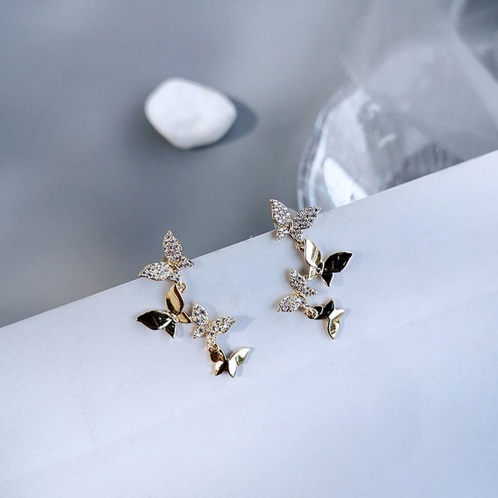 Linear Drop Butterfly Earrings