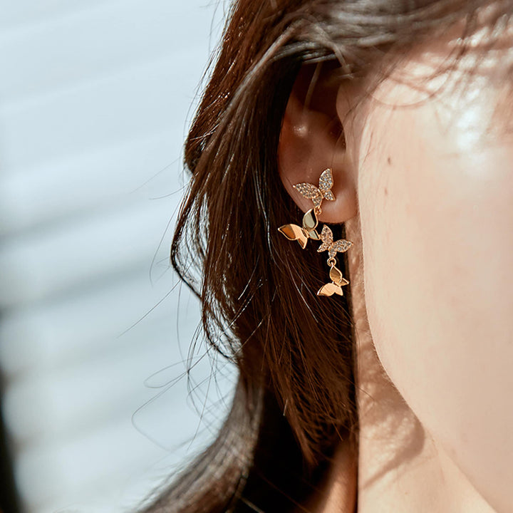 Linear Drop Butterfly Earrings