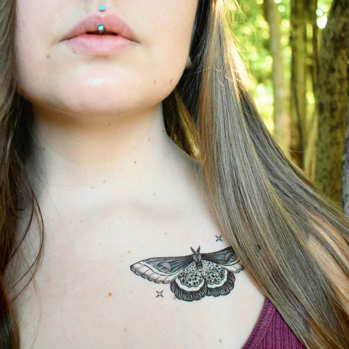 Night Moth Temporary Butterfly Tattoo