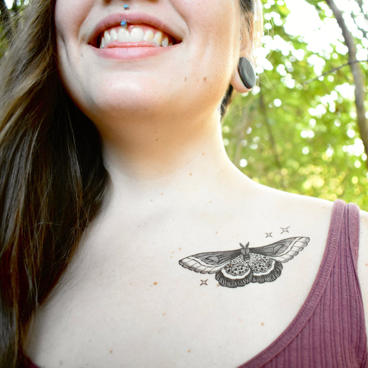 Night Moth Temporary Butterfly Tattoo