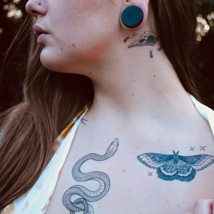 Night Moth Temporary Butterfly Tattoo