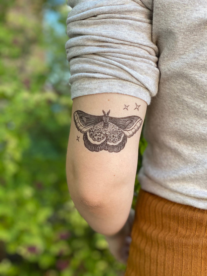 Night Moth Temporary Butterfly Tattoo