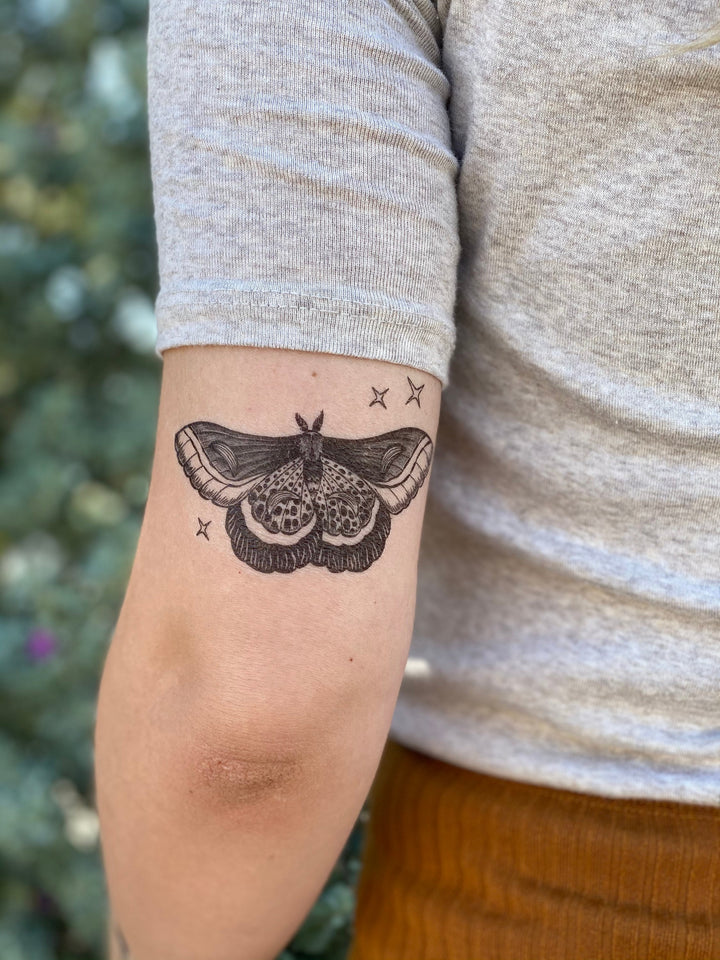 Night Moth Temporary Butterfly Tattoo