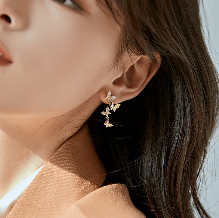Linear Drop Butterfly Earrings