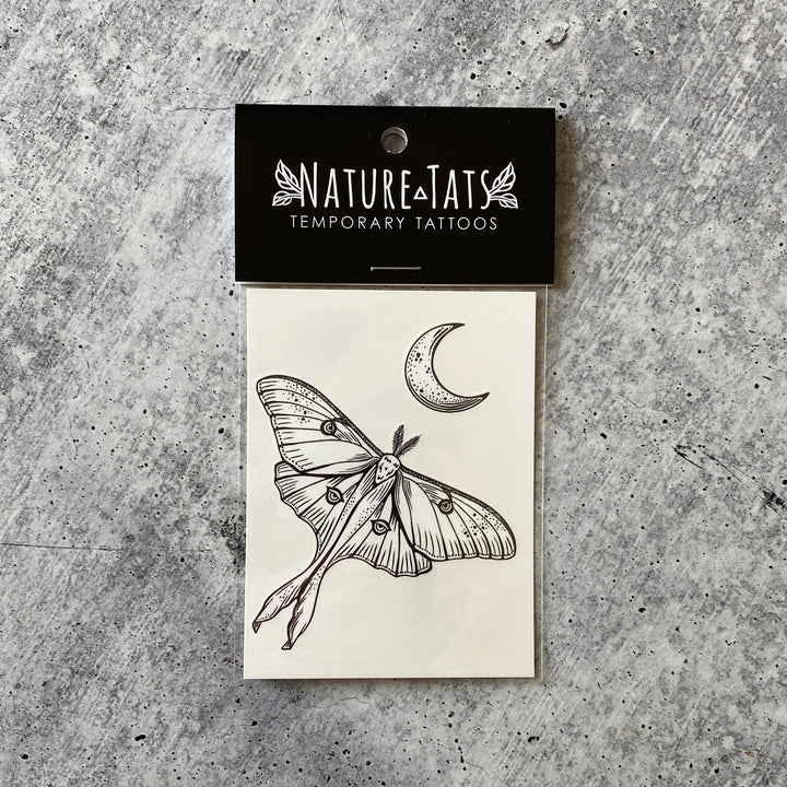Luna Moth & Crescent Moon Temporary Tattoo