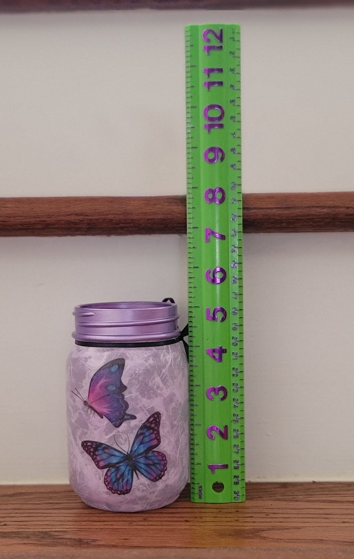 Purple Butterfly Mason Jar Vase Light