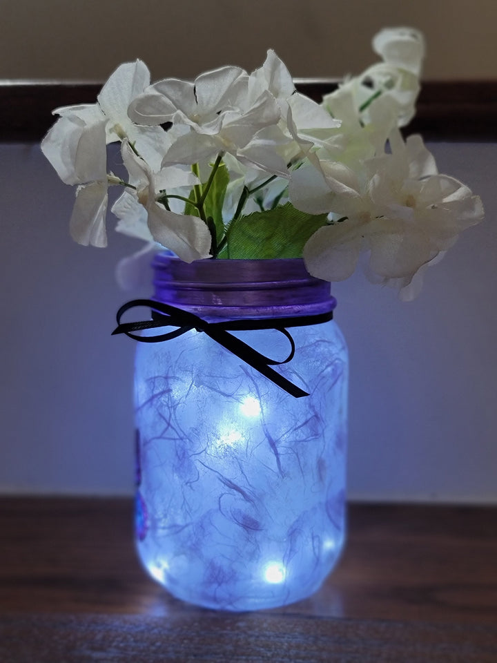Purple Butterfly Mason Jar Vase Light