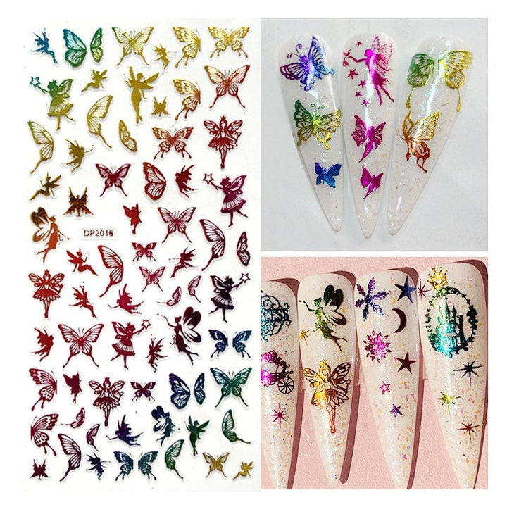 Holographic Gold Butterfly Nail Stickers
