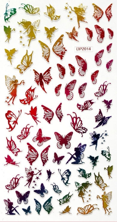 Holographic Gold Butterfly Nail Stickers