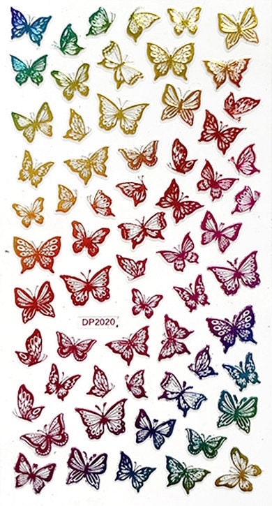 Holographic Gold Butterfly Nail Stickers