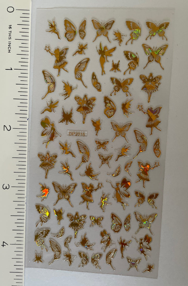 Holographic Gold Butterfly Nail Stickers