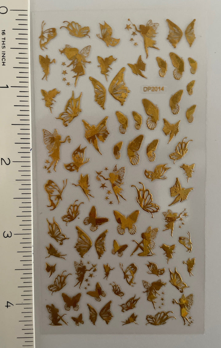 Holographic Gold Butterfly Nail Stickers